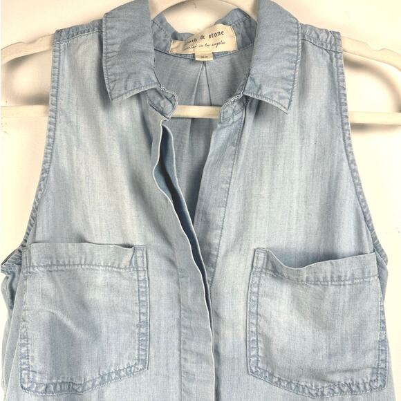 Cloth & Stone Soft Chambray Top Preppy Casual Classic Americana Timeless XS - Picture 2 of 9